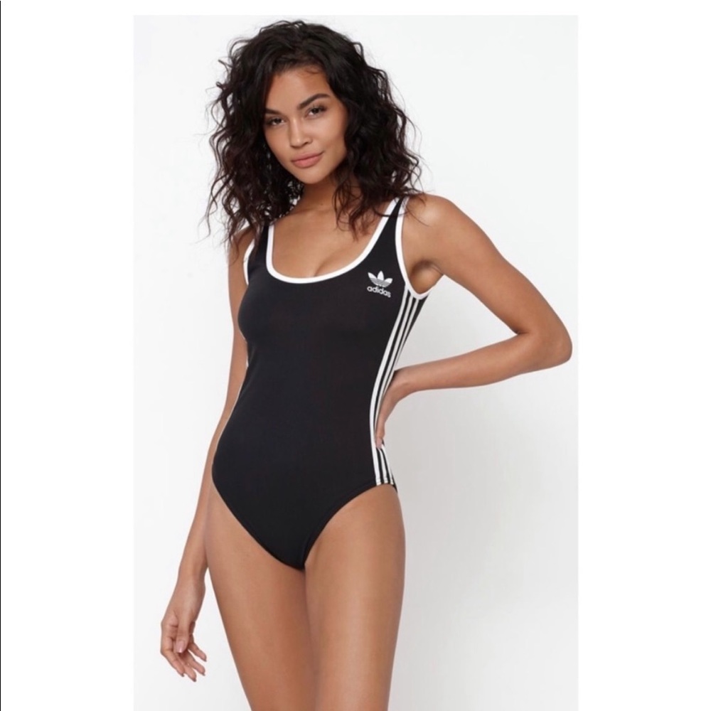 Adidas Originals 3-Stripes Black & White One Piece Swimsuit Size Medium